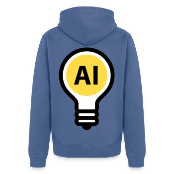 Glühbirne - Künstliche Intelligenz Cyber-Intelligz - Unisex Premium Bio Zip Hoodie - Taubenblau - Hinten - Nico (187cm)