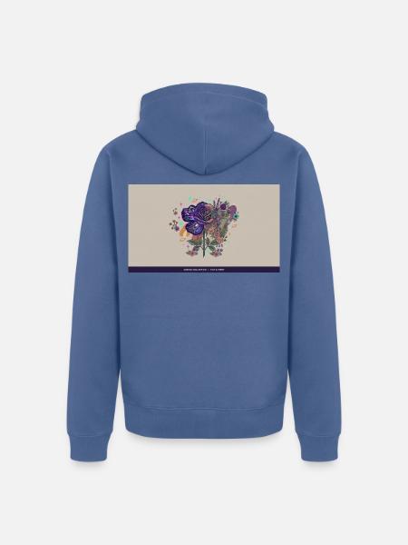 Kosmosrose: Nebelblütenstrauß - Unisex Premium Bio Zip Hoodie - Taubenblau