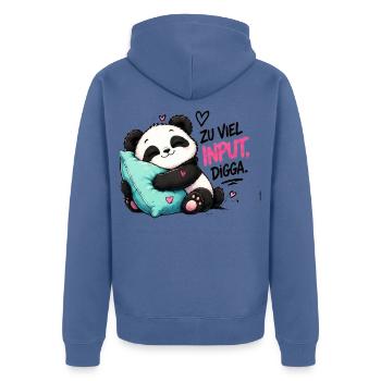 Zu viel Input Digga Panda - Unisex Premium Bio Zip Hoodie - Taubenblau - Hinten - Nico (187cm)