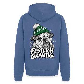 Grantige Weihnacht - Unisex Premium Bio Zip Hoodie - Taubenblau - Hinten - Nico (187cm)