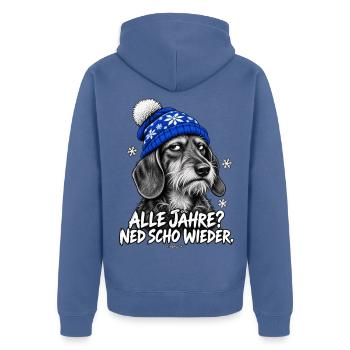 Grantige Weihnacht - Unisex Premium Bio Zip Hoodie - Taubenblau - Hinten - Nico (187cm)