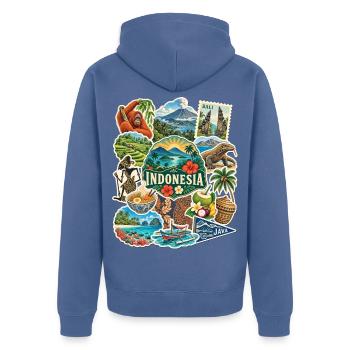 Indonesien Reisesticker - Unisex Premium Bio Zip Hoodie - Taubenblau - Hinten - Nico (187cm)