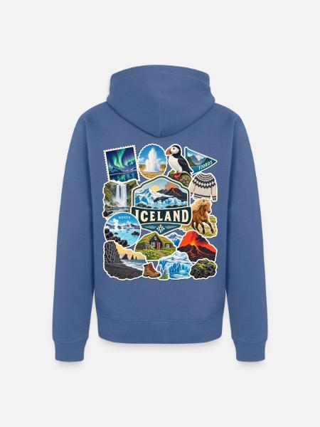 Island Reisesticker - Unisex Premium Bio Zip Hoodie - Taubenblau