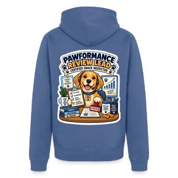 Pfotenprüfer Büro-Inspektor - Unisex Premium Bio Zip Hoodie - Taubenblau - Hinten - Nico (187cm)