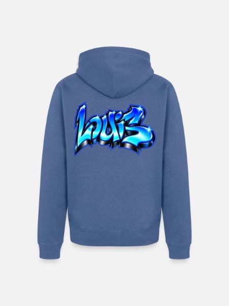 Electric Blue Wolf Graffiti! Wilde Straßenkunst - Unisex Premium Bio Zip Hoodie - Taubenblau