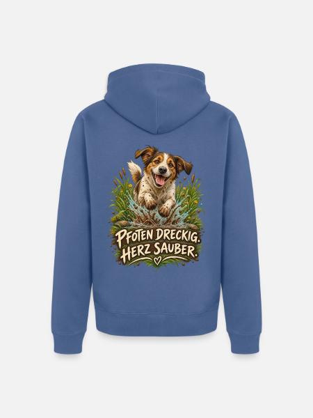 Pfoten dreckig. Herz sauber. - Unisex Premium Bio Zip Hoodie - Taubenblau
