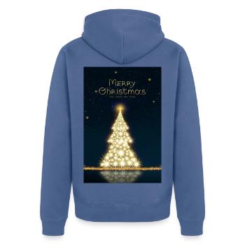 Goldener Weihnachtsbaum, isoliert am Sternenhimmel - Unisex Premium Bio Zip Hoodie - Taubenblau - Hinten - Nico (187cm)