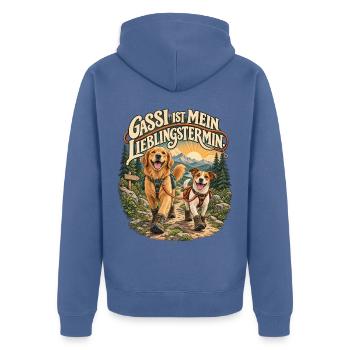 Gassi ist mein Lieblingstermin - Unisex Premium Bio Zip Hoodie - Taubenblau - Hinten - Nico (187cm)