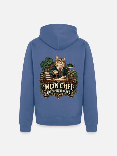 Mein Chef hat Schnurrhaare - Unisex Premium Bio Zip Hoodie - Taubenblau