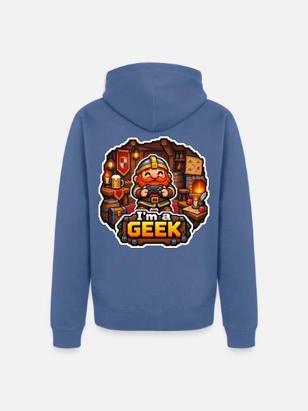 ICH BIN EIN NERD – Tavernenzwerg - Unisex Premium Bio Zip Hoodie - Taubenblau