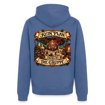 Spielleiter Gruppenchaos - Unisex Premium Bio Zip Hoodie - Taubenblau - Hinten - Nico (187cm)