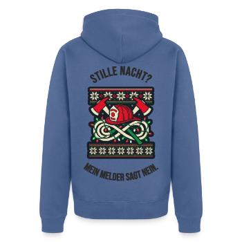 Feuerwehr Weihnachten Melder Ugly Christmas - Unisex Premium Bio Zip Hoodie - Taubenblau - Hinten - Nico (187cm)