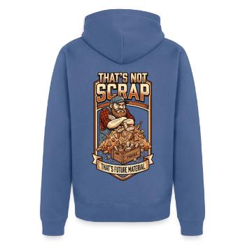 That's Not Scrap: Future Material - Unisex Premium Bio Zip Hoodie - Taubenblau - Hinten - Nico (187cm)