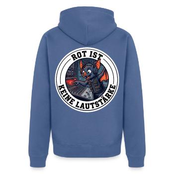 Tontechniker Rot ist keine Lautstärke Mischpult - Unisex Premium Bio Zip Hoodie - Taubenblau - Hinten - Nico (187cm)