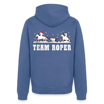 Team Roper Rodeo Cowboy Lasso Weihnachten - Unisex Premium Bio Zip Hoodie - Taubenblau - Hinten - Nico (187cm)