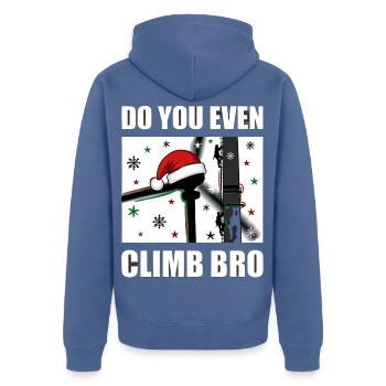 Do You Even Climb Bro Windrad Weihnachten - Unisex Premium Bio Zip Hoodie - Taubenblau - Hinten - Nico (187cm)