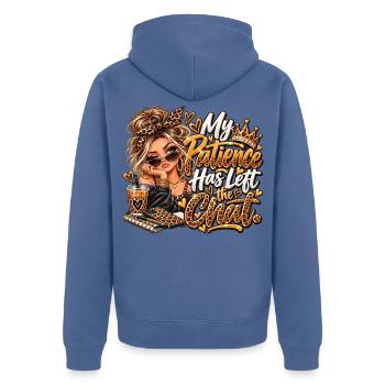 Meine Geduld Ist Weg Vom Chat - Unisex Premium Bio Zip Hoodie - Taubenblau - Hinten - Nico (187cm)