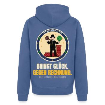 Schornsteinfeger – Glücksbringer Geschenk Neujahr - Unisex Premium Bio Zip Hoodie - Taubenblau - Hinten - Nico (187cm)