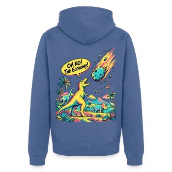 Prioritäten - Unisex Premium Bio Zip Hoodie - Taubenblau - Hinten - Nico (187cm)