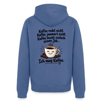 Kaffee Kuscheltasse Lächeln - Unisex Premium Bio Zip Hoodie - Taubenblau - Hinten - Nico (187cm)