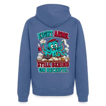 Buchhalter Oktopus Eight Arms Still Behind on - Unisex Premium Bio Zip Hoodie - Taubenblau - Hinten - Nico (187cm)