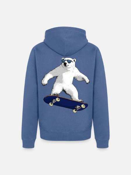 Skateboarder Eisbär - Unisex Premium Bio Zip Hoodie - Taubenblau
