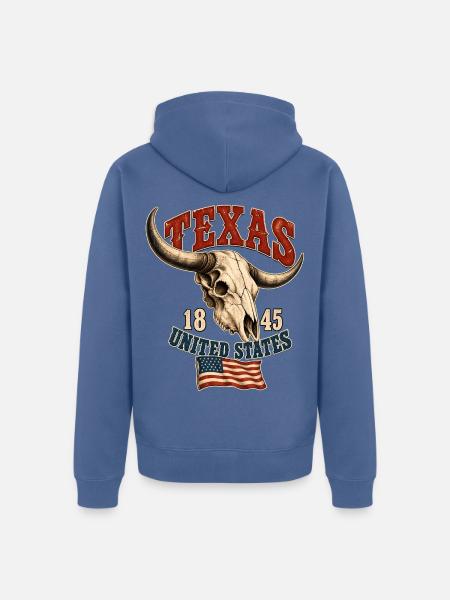Texas Skull USA Flag - Unisex Premium Bio Zip Hoodie - Taubenblau