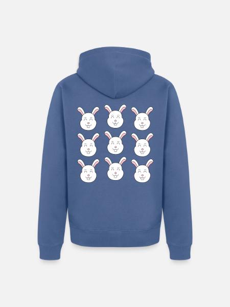 Süßes Kaninchengesicht - Unisex Premium Bio Zip Hoodie - Taubenblau
