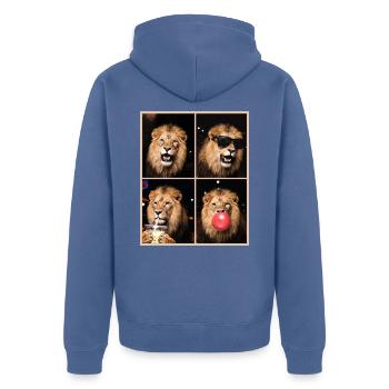Löwen Löwe - Unisex Premium Bio Zip Hoodie - Taubenblau - Hinten - Nico (187cm)