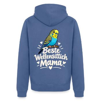 Beste Wellensittich Mama Vogelliebhaberin - Unisex Premium Bio Zip Hoodie - Taubenblau - Hinten - Nico (187cm)