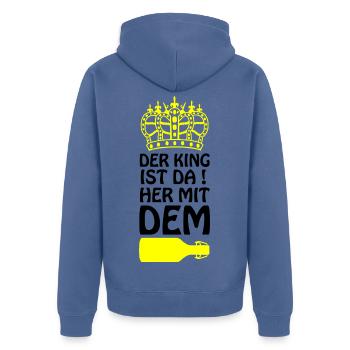 Königliche Silhouette Bier - Unisex Premium Bio Zip Hoodie - Taubenblau - Hinten - Nico (187cm)