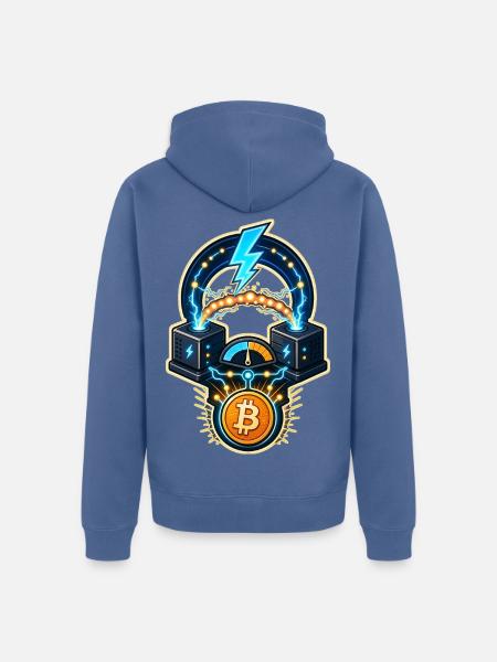 Bitcoin Lightning Kanal Knoten Routing - Unisex Premium Bio Zip Hoodie - Taubenblau