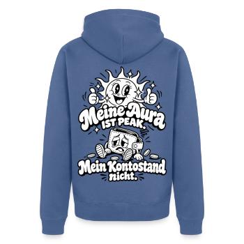 Meine Aura Ist Peak – Kontostand Nicht - Unisex Premium Bio Zip Hoodie - Taubenblau - Hinten - Nico (187cm)