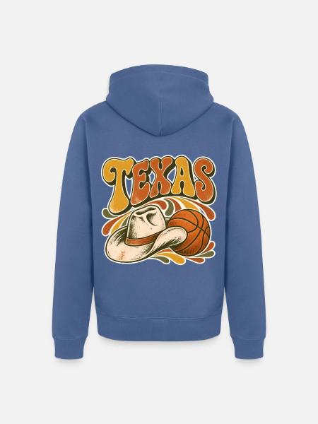 Texas Retro Hoop Cowboy - Unisex Premium Bio Zip Hoodie - Taubenblau
