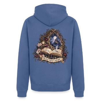 Mitternachtsbuchtraum Märchenwelt - Unisex Premium Bio Zip Hoodie - Taubenblau - Hinten - Nico (187cm)