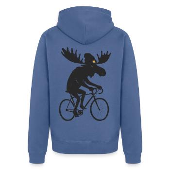 Elch Auf Rennrad Fahrrad Radsport - Unisex Premium Bio Zip Hoodie - Taubenblau - Hinten - Nico (187cm)