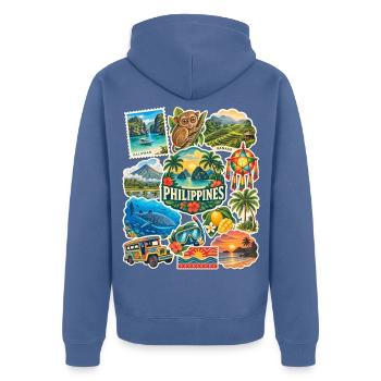 Philippinen Reisesticker - Unisex Premium Bio Zip Hoodie - Taubenblau - Hinten - Nico (187cm)