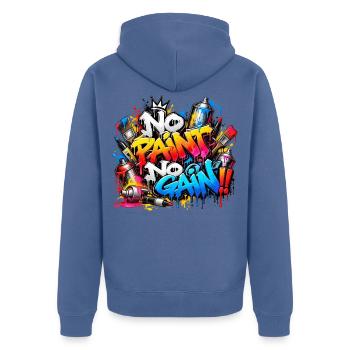 KEINE FARBE, KEIN WACHSTUM – Explosive Street Art Graffiti! - Unisex Premium Bio Zip Hoodie - Taubenblau - Hinten - Nico (187cm)