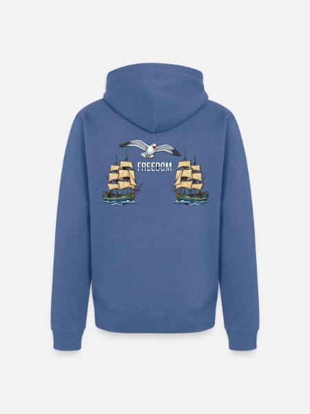 Freiheit - Unisex Premium Bio Zip Hoodie - Taubenblau