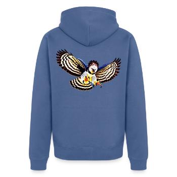 Harpyie fliegt - Unisex Premium Bio Zip Hoodie - Taubenblau - Hinten - Nico (187cm)