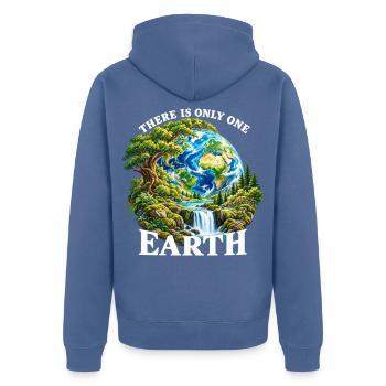 Erde: Einzigartige Naturwelt - Unisex Premium Bio Zip Hoodie - Taubenblau - Hinten - Nico (187cm)