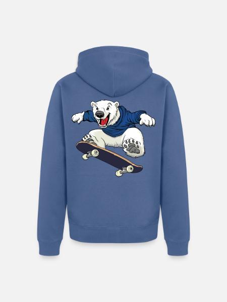 Eisbär Skater - Unisex Premium Bio Zip Hoodie - Taubenblau