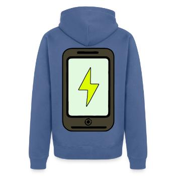 Smartphone am Ladegerät aufladen - Unisex Premium Bio Zip Hoodie - Taubenblau - Hinten - Nico (187cm)