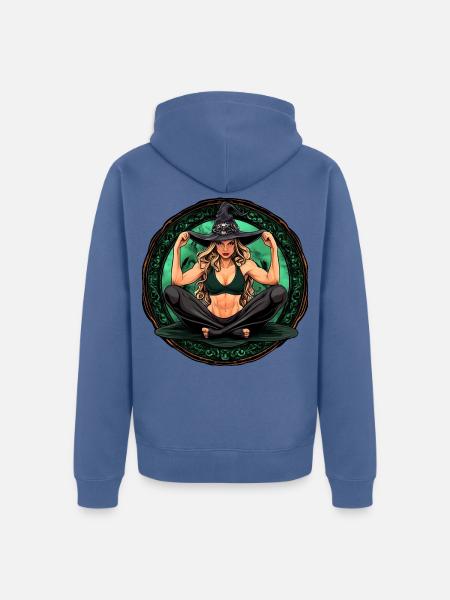 Yoga Hexe Halloween - Unisex Premium Bio Zip Hoodie - Taubenblau