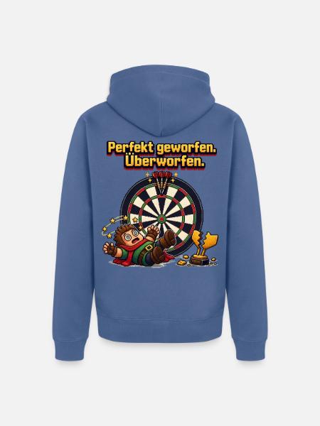Perfekt getroffen Überworfen - Unisex Premium Bio Zip Hoodie - Taubenblau