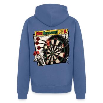 Mein Hassdoppel? Die 5 - Unisex Premium Bio Zip Hoodie - Taubenblau - Hinten - Nico (187cm)