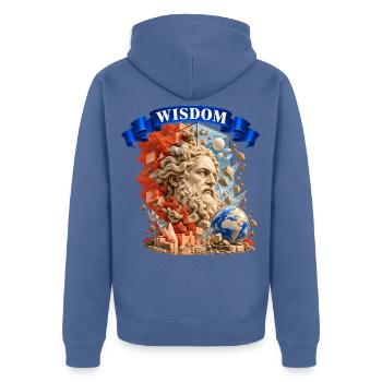 Ancient Wisdom – Greek Philosopher Art - Unisex Premium Bio Zip Hoodie - Taubenblau - Hinten - Nico (187cm)