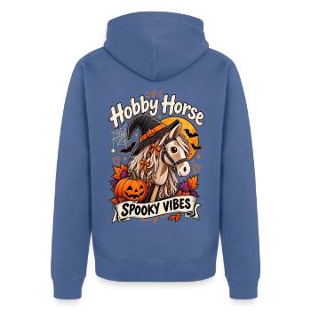 Hobby Horse Spooky Vibes Halloween - Unisex Premium Bio Zip Hoodie - Taubenblau - Hinten - Nico (187cm)