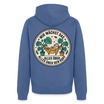 Mir Wächst Das Alles Über Den Kopf Garten - Unisex Premium Bio Zip Hoodie - Taubenblau - Hinten - Nico (187cm)
