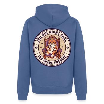 Ich Bin Nicht Faul Ich Spare Energie Katze - Unisex Premium Bio Zip Hoodie - Taubenblau - Hinten - Nico (187cm)